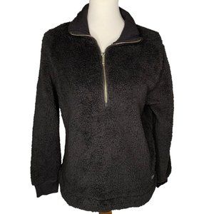 Calvin Klein Half Zip Fleece Pullover Jacket Size Medium Black Sherpa